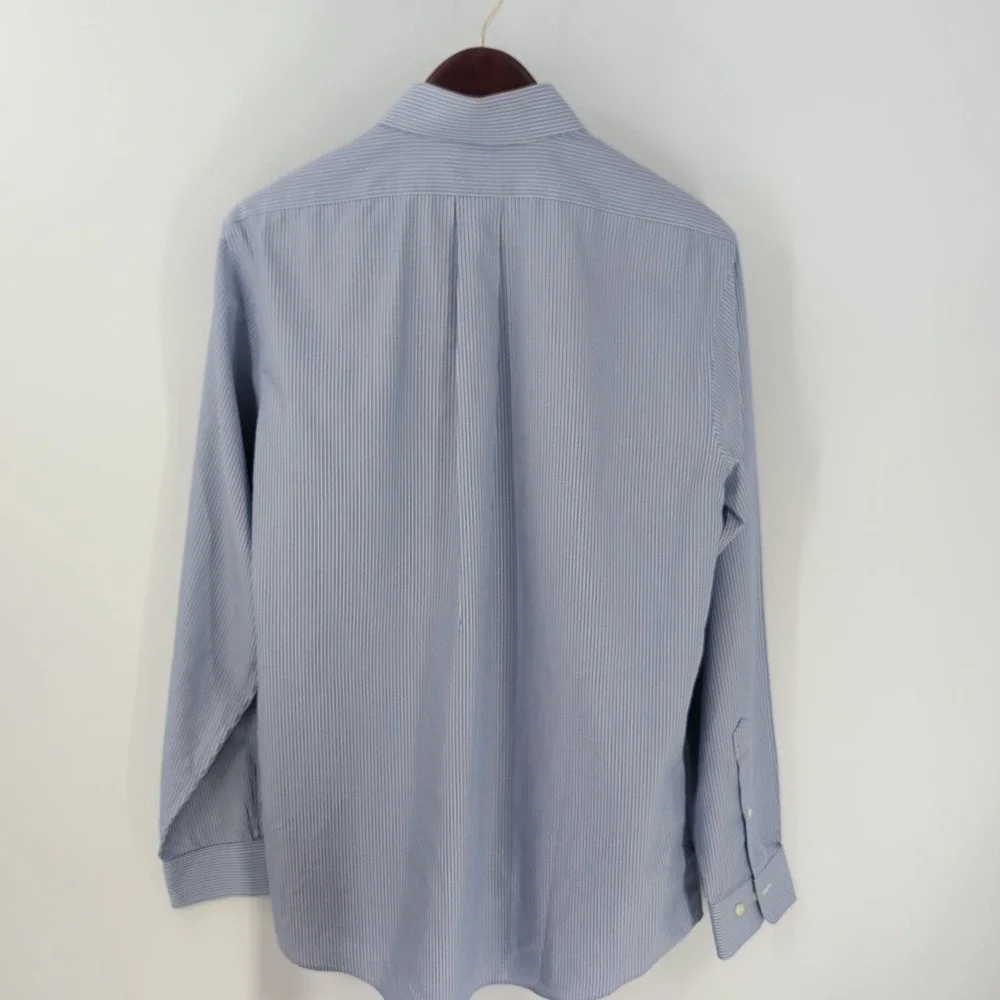 Brooks Brothers‎ Regent Striped Classic Button-Up Dress Shirt Blue Sz 15.5 4/5
